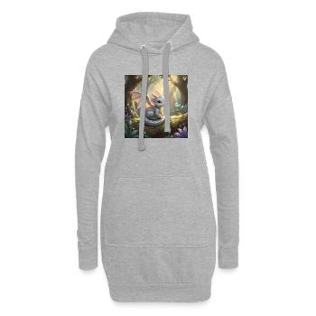 Kleiner süßer Drache/ Drachenbaby - Hoodie-Kleid - Grau meliert - Vorne