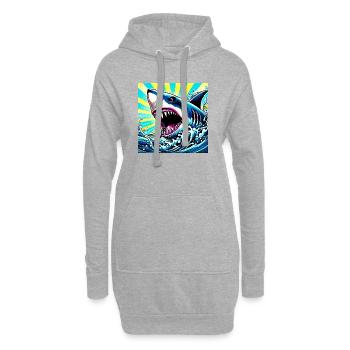 Requin - Sweat-shirt à capuche long Femme - gris chiné - Devant