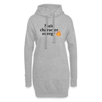 Main Character Energy mit Flamme - Hoodie-Kleid - Grau meliert - Vorne