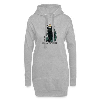 Photo du chat Gardien de la Lune - Sweat-shirt à capuche long Femme - gris chiné - Devant