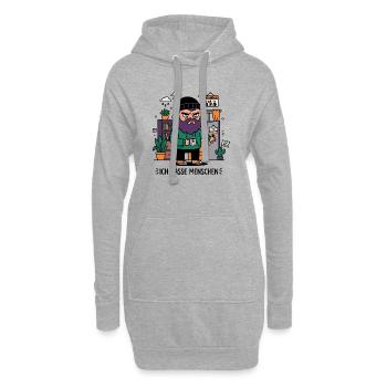 Keine Menschen Humor Introvertiert - Hoodie-Kleid - Grau meliert - Vorne