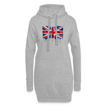 Vereinigtes Königreich – tropfende Farbe - Hoodie-Kleid - Grau meliert - Vorne