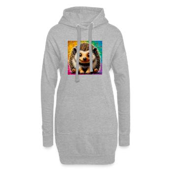hérisson - Sweat-shirt à capuche long Femme - gris chiné - Devant
