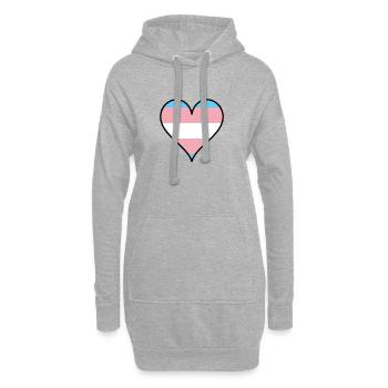Trans Pride Herz - Hoodie-Kleid - Grau meliert - Vorne