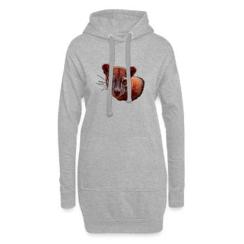 Fossa kopf, tiermotive - Hoodie-Kleid - Grau meliert - Vorne