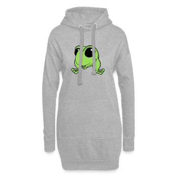 Lime Frog Cartoon Cheer - Hoodie-Kleid - Grau meliert - Vorne