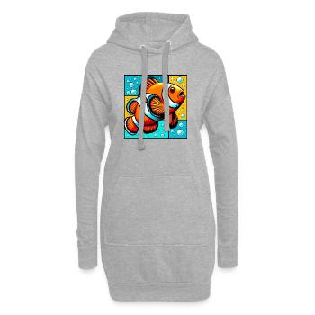 Poisson-clown - Sweat-shirt à capuche long Femme - gris chiné - Devant