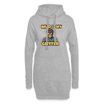 La boue est mon art de bande dessinée drôle de cyclisme pailleté - Sweat-shirt à capuche long Femme - gris chiné - Devant