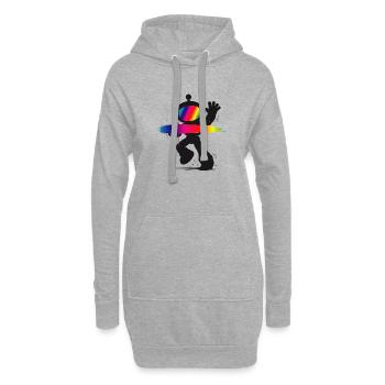 Roboter Silhouette Regenbogen Splash Design   - Hoodie-Kleid - Grau meliert - Vorne