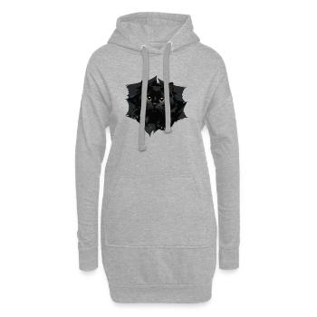 Chat noir par Tranchant - Sweat-shirt à capuche long Femme - gris chiné - Devant