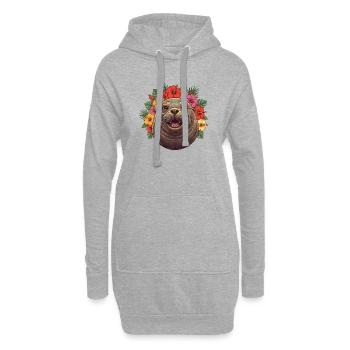 Scellez avec une couronne de fleurs d’hibiscus - Sweat-shirt à capuche long Femme - gris chiné - Devant
