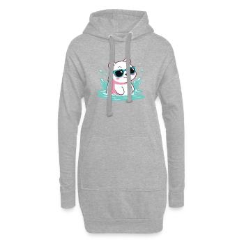 Wasser-Eisbär in kühlen Gläsern - Hoodie-Kleid - Grau meliert - Vorne