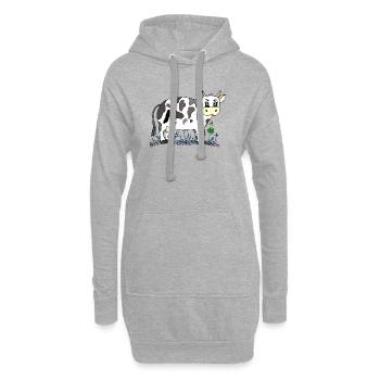 Vache - Sweat-shirt à capuche long Femme - gris chiné - Devant