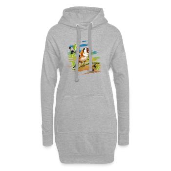 Bunter Vogel - Hoodie-Kleid - Grau meliert - Vorne