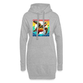 tortue - Sweat-shirt à capuche long Femme - gris chiné - Devant