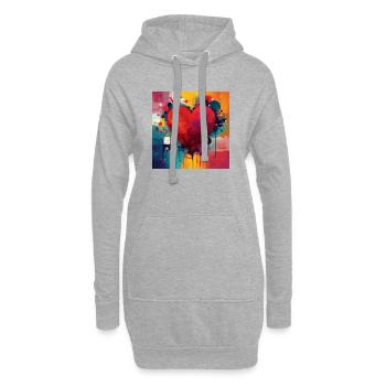 Vivid Heart Graffiti - Hoodie-Kleid - Grau meliert - Vorne