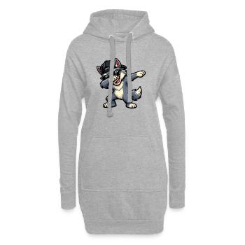 Dabbing Wolf - Hoodie-Kleid - Grau meliert - Vorne
