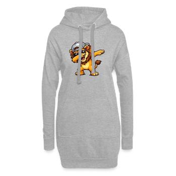 Lion en train de dabber - Sweat-shirt à capuche long Femme - gris chiné - Devant