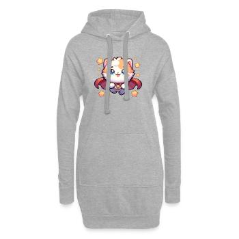 Helden Kätzchen Superheld Katze Super Mieze - Hoodie-Kleid - Grau meliert - Vorne