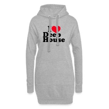 I Love Deep House - Hoodie-Kleid - Grau meliert - Vorne