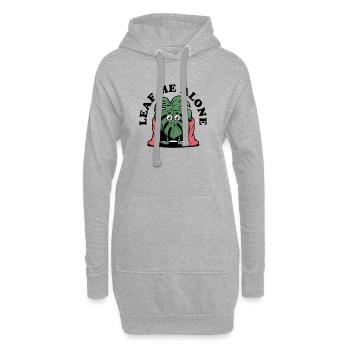 Laisse-moi tranquille Héros Monstera, Feuille avec Cape - Sweat-shirt à capuche long Femme - gris chiné - Devant