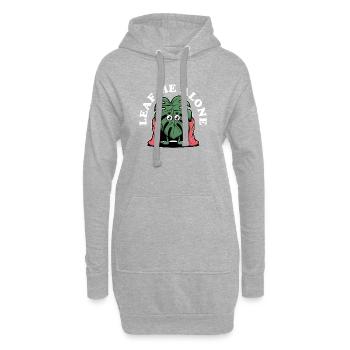Laisse-moi tranquille Héros Monstera, Feuille avec Cape - Sweat-shirt à capuche long Femme - gris chiné - Devant