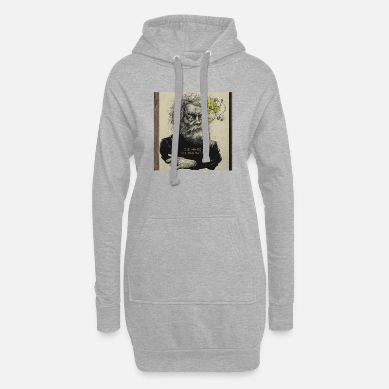 Der_Gedankenblitz-2 - Hoodie-Kleid - Grau meliert