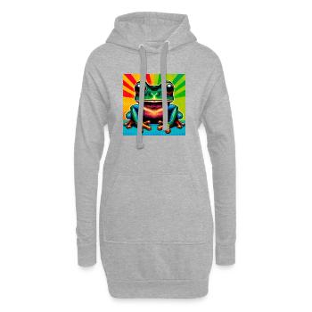 grenouille - Sweat-shirt à capuche long Femme - gris chiné - Devant