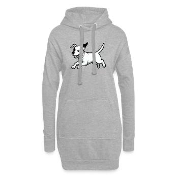 Verspielter Hund-Cartoon - Hoodie-Kleid - Grau meliert - Vorne