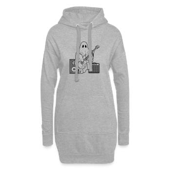 Ghost Playing Electric Bass Guitar - Halloween - Sweat-shirt à capuche long Femme - gris chiné - Devant