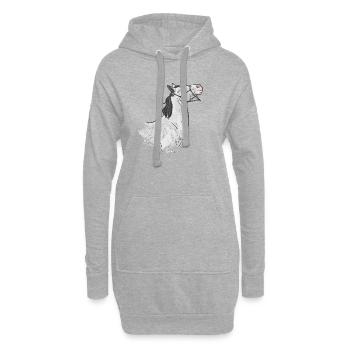 Der Kopf eines grauen Pferdes, das an seinem Ausfall zieht - Hoodie-Kleid - Grau meliert - Vorne