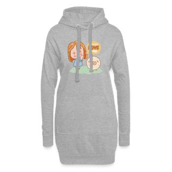 Ich liebe Schafe Cartoon-Mädchen - Hoodie-Kleid - Grau meliert - Vorne