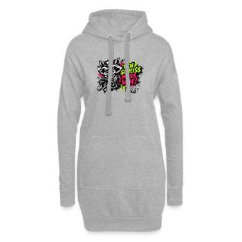 Lustiger Waschbär Spruch Nen Scheiss muss ich - Hoodie-Kleid - Grau meliert - Vorne