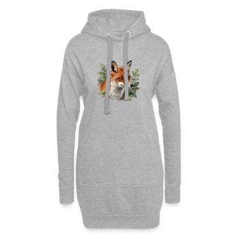 Renard botanique - Sweat-shirt à capuche long Femme - gris chiné - Devant