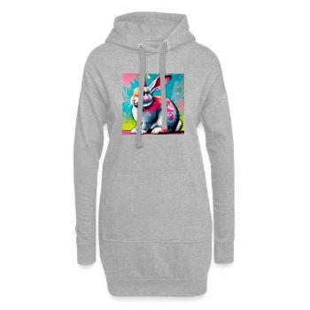 lapin - Sweat-shirt à capuche long Femme - gris chiné - Devant