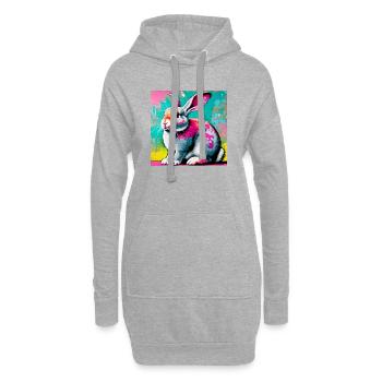 lapin - Sweat-shirt à capuche long Femme - gris chiné - Devant