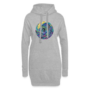 Vague de surf psychédélique - Sweat-shirt à capuche long Femme - gris chiné - Devant
