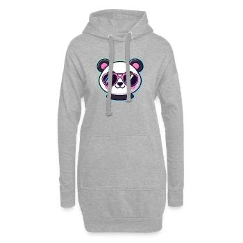 Panda pop rétro lunettes rose - Sweat-shirt à capuche long Femme - gris chiné - Devant