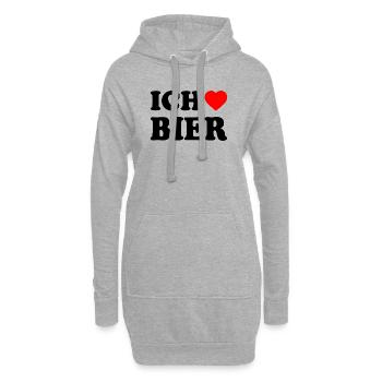 Ich liebe bier - Hoodie-Kleid - Grau meliert - Vorne