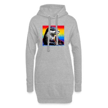 loutre - Sweat-shirt à capuche long Femme - gris chiné - Devant