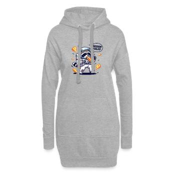 Kosmischer Waschbär-Pizza - Hoodie-Kleid - Grau meliert - Vorne