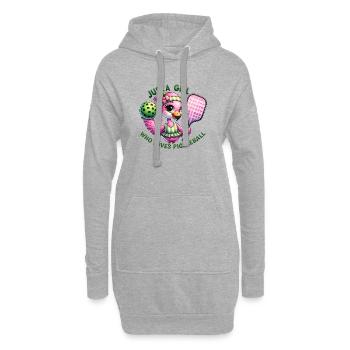 Mädchen liebt Pickleball - Hoodie-Kleid - Grau meliert - Vorne