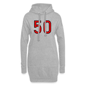 50. 50 ANS. 50e ANNIVERSAIRE. ANNIVERSAIRE 50 ANS. - Sweat-shirt à capuche long Femme - gris chiné - Devant