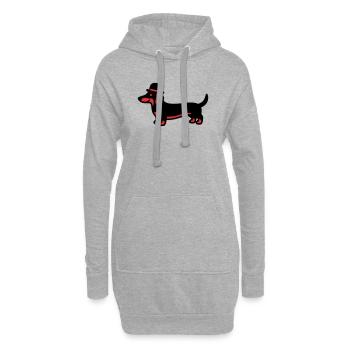 Monsieur au chapeau teckel cool - Sweat-shirt à capuche long Femme - gris chiné - Devant