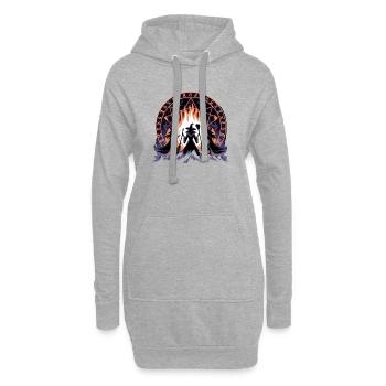  Drei Hexen Beim Ritual Am Feuer Vor Magischem - Hoodie-Kleid - Grau meliert - Vorne