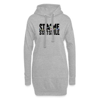 Stimme statt Stille Motiv für Protest und Demo - Hoodie-Kleid - Grau meliert - Vorne
