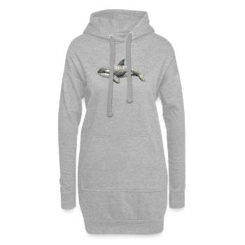 Mosaïque d’orques - Motif artistique marin - Sweat-shirt à capuche long Femme - gris chiné - Devant