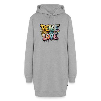 Peace and Love Graffiti - Hoodie-Kleid - Grau meliert - Vorne