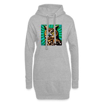 Eule - Hoodie-Kleid - Grau meliert - Vorne