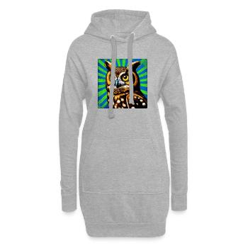 hibou - Sweat-shirt à capuche long Femme - gris chiné - Devant